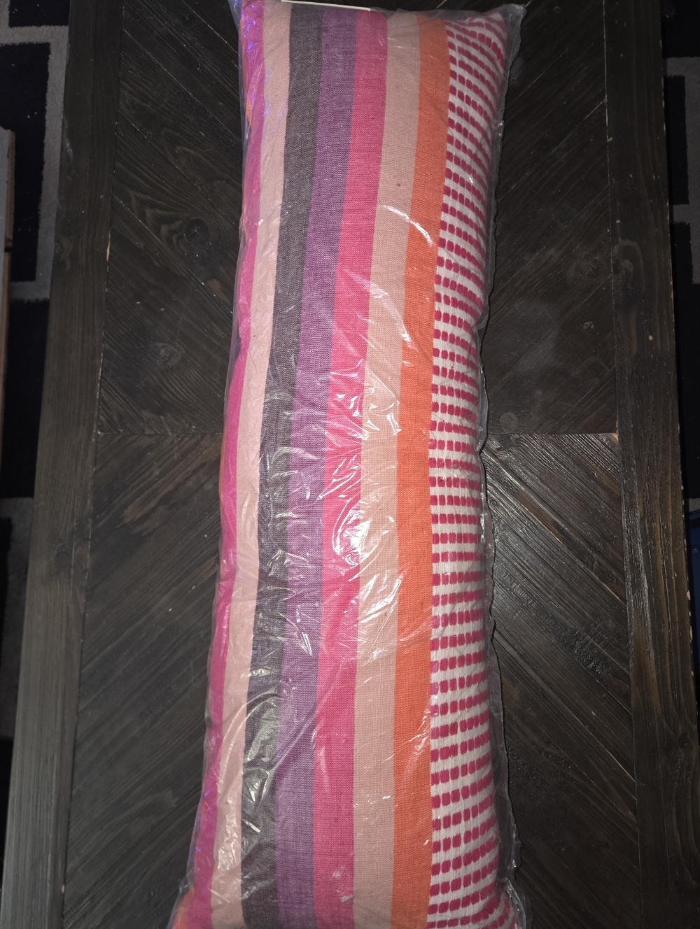 Striped Pink & Orange Decorative Lumbar Pillow